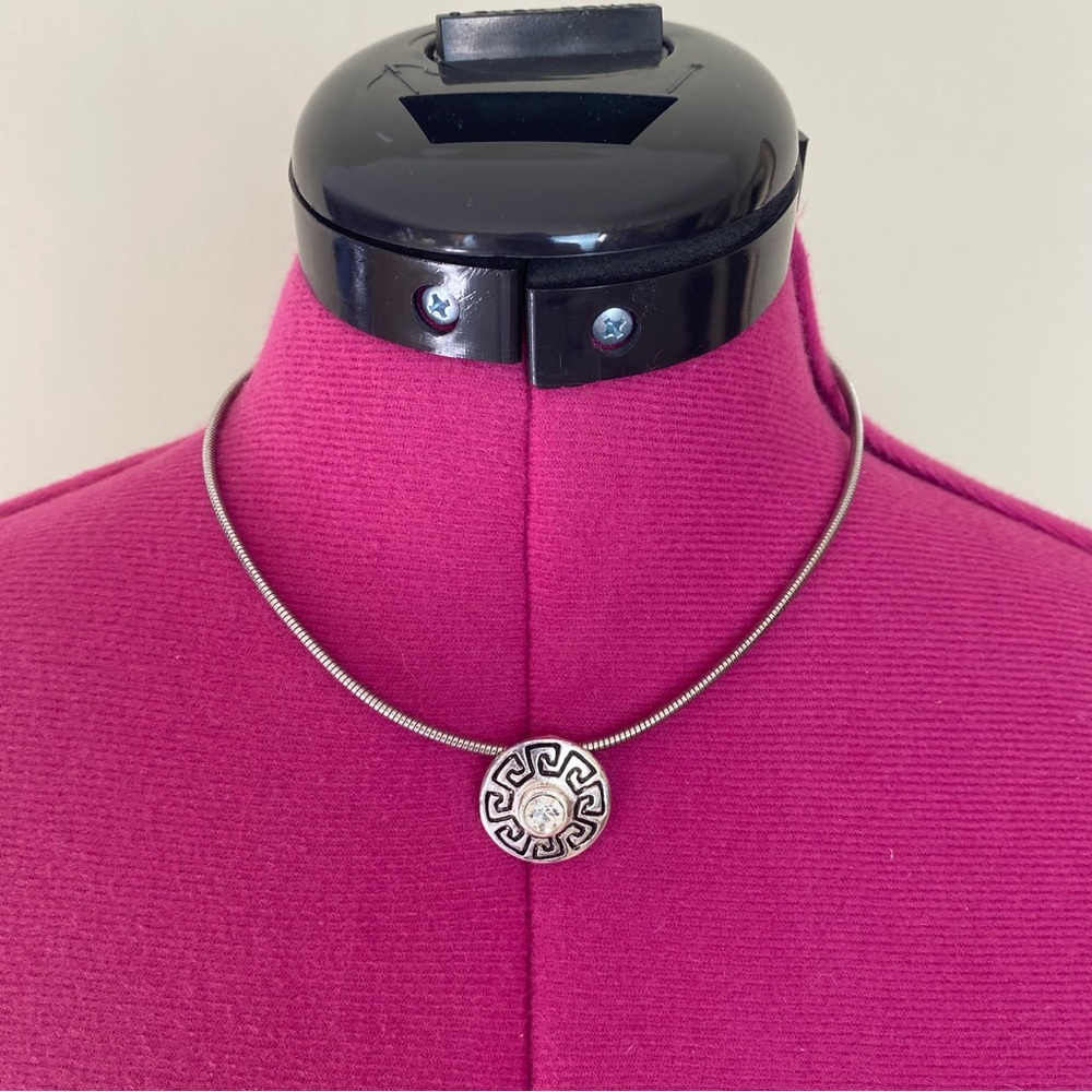 Mediterranean cubic zirconia pendent on a silver sling necklace